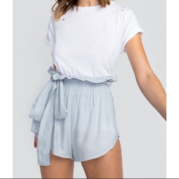 paper bag chambray shorts